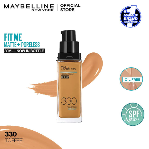 Maybelline New York Fit Me Matte + Poreless Spf 22 Foundation, 330 Toffee 30Ml, Foundation, Maybelline, Chase Value