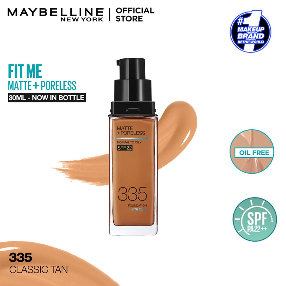 Maybelline New York Fit Me Matte + Poreless Spf 22 Foundation, 335 Classic Tan 30Ml, Foundation, Maybelline, Chase Value