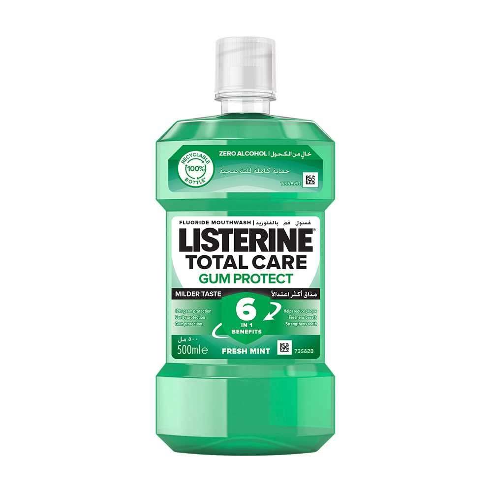 Listerine Total Care Gum Protect Mouthwash, Milder Taste Fresh Mint, 500ml, Oral Care, Listerine, Chase Value