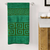 Bath Towel Greek Border - Mid Green, Bath Towels, Chase Value, Chase Value