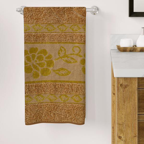 Bath Towel Rose Border - Light Brown