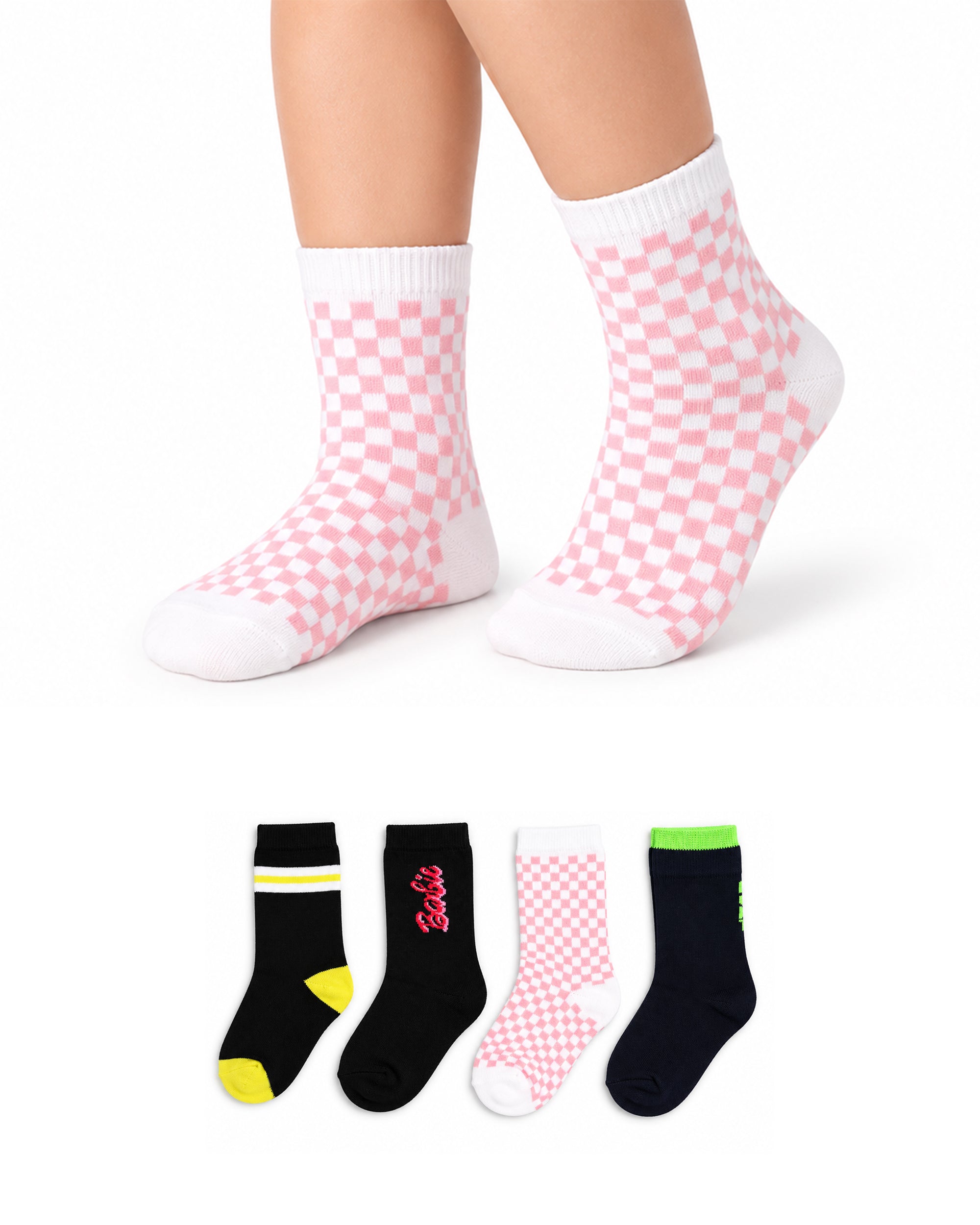 Valuables Girls Printed Lycra Socks - 4 Pc