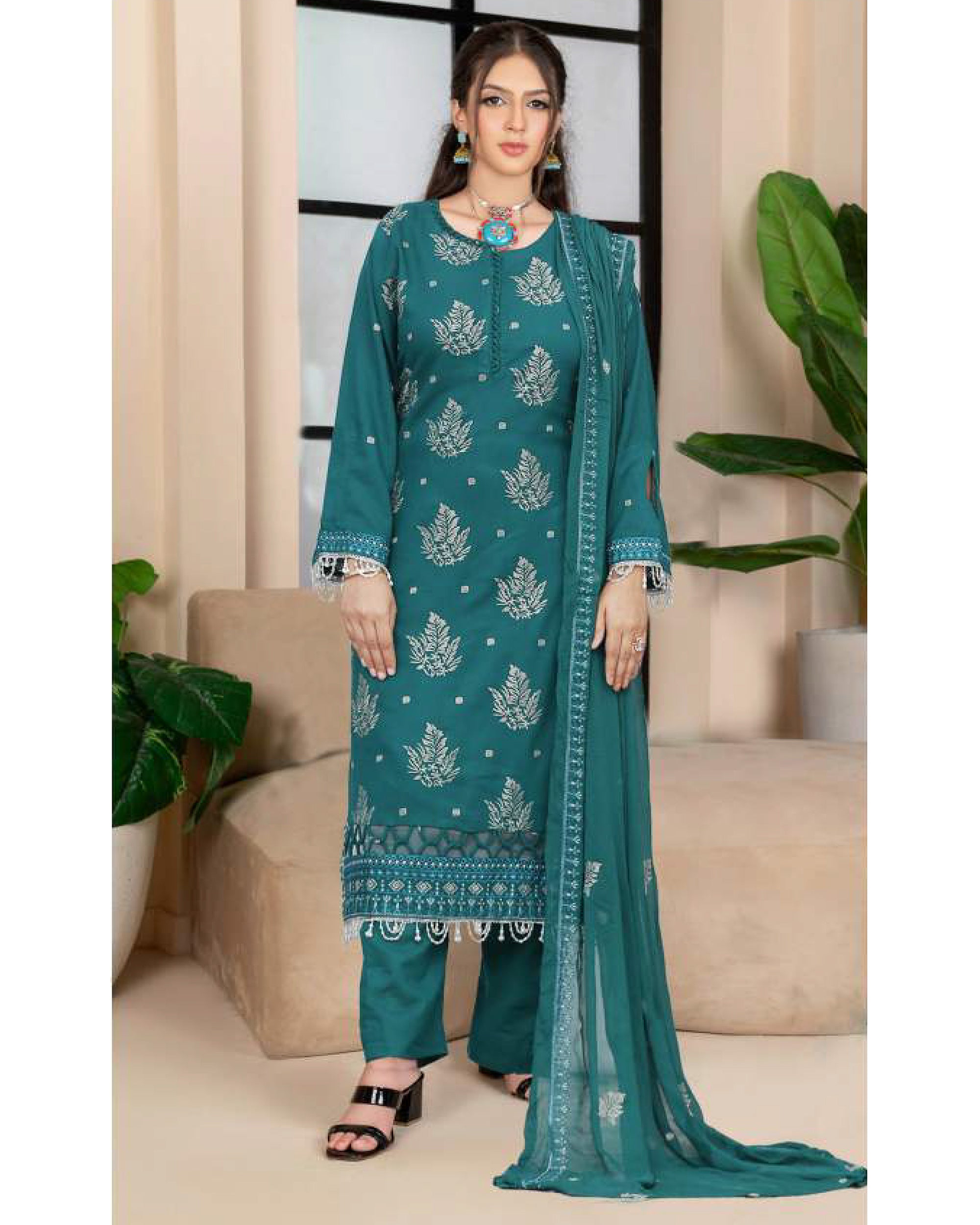 Noor Jahan Maha Noor Karandi Luxury Embroidered Suit with Dupatta - 11, Women, 3Pcs Shalwar Suit, Chase Value, Chase Value