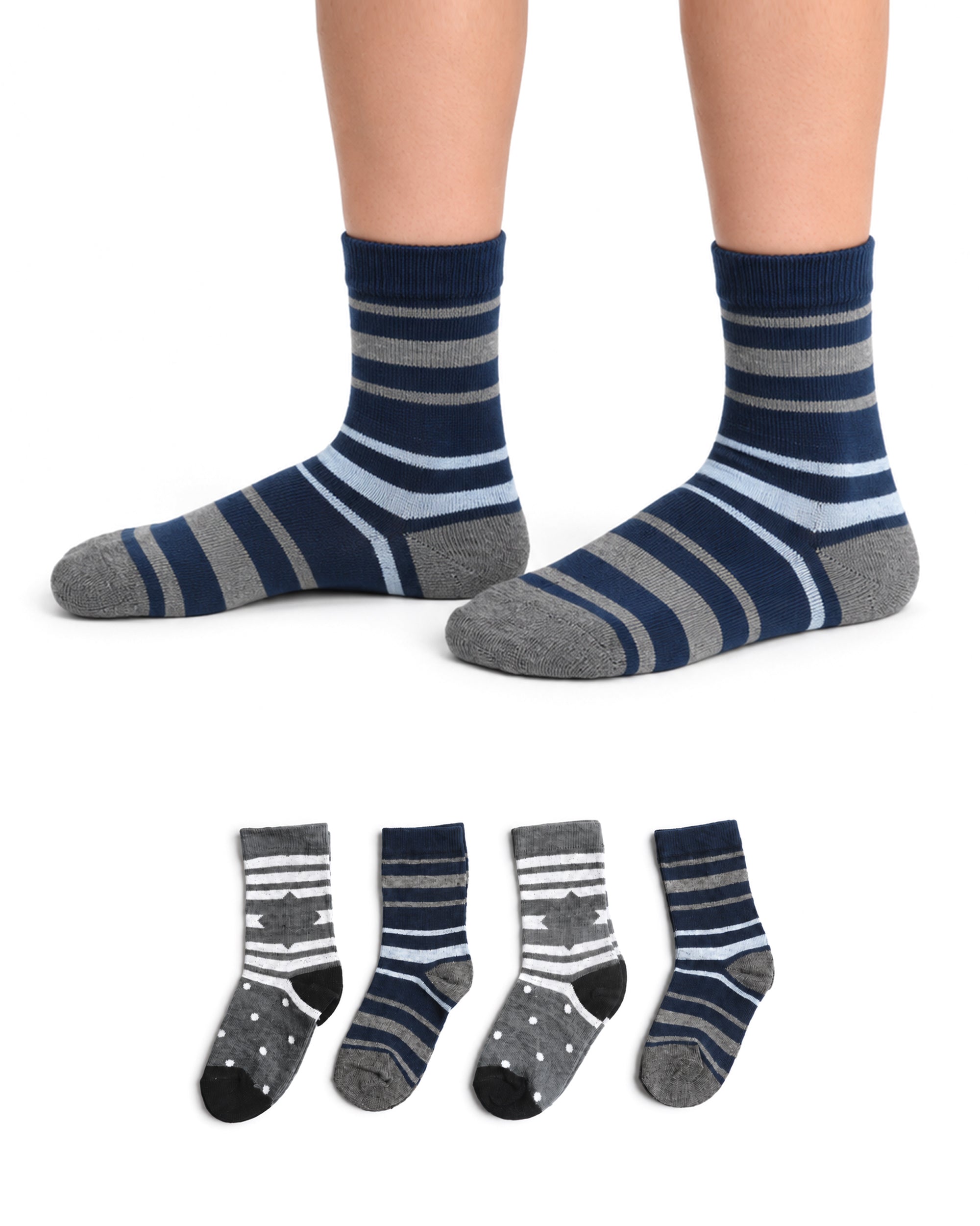 Valuables Boys Printed Lycra Socks - 4 Pc