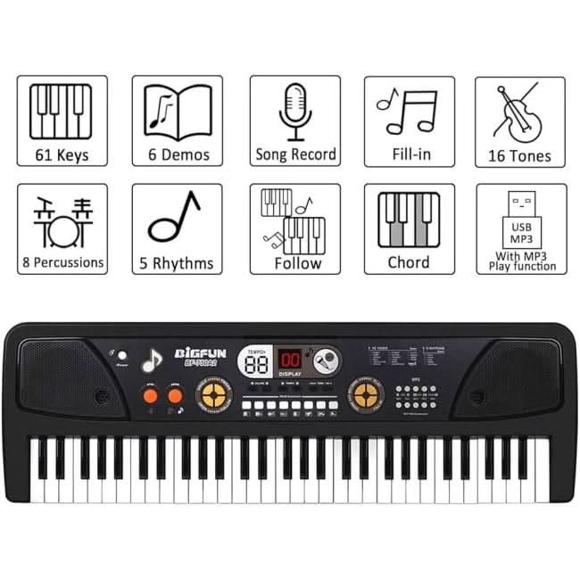 61 Keys BigFun Electronic Keyboard Piano With Mic, Musical Toys, Chase Value, Chase Value