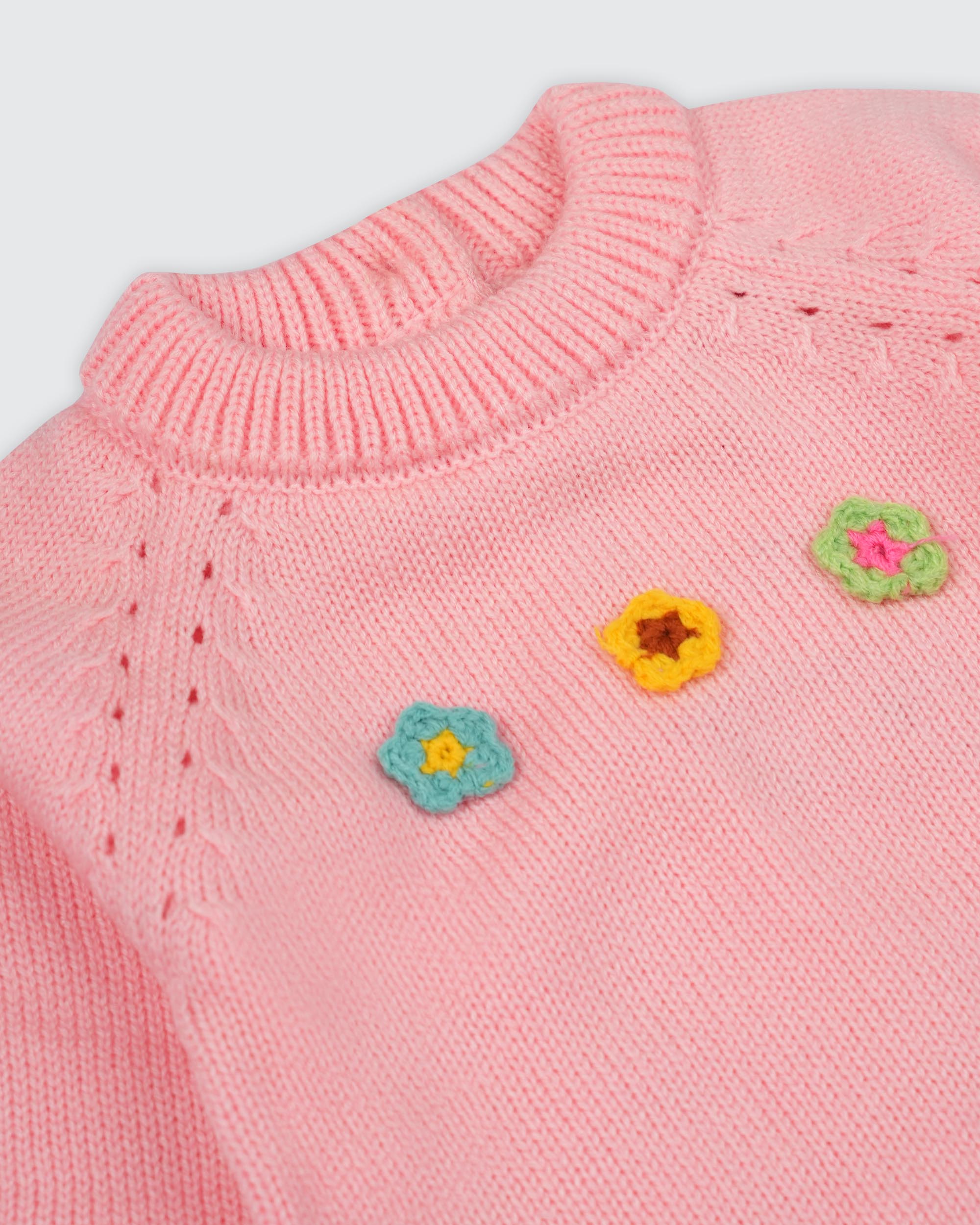 Eminent Newborn Girls Floral Applique Sweater Suit