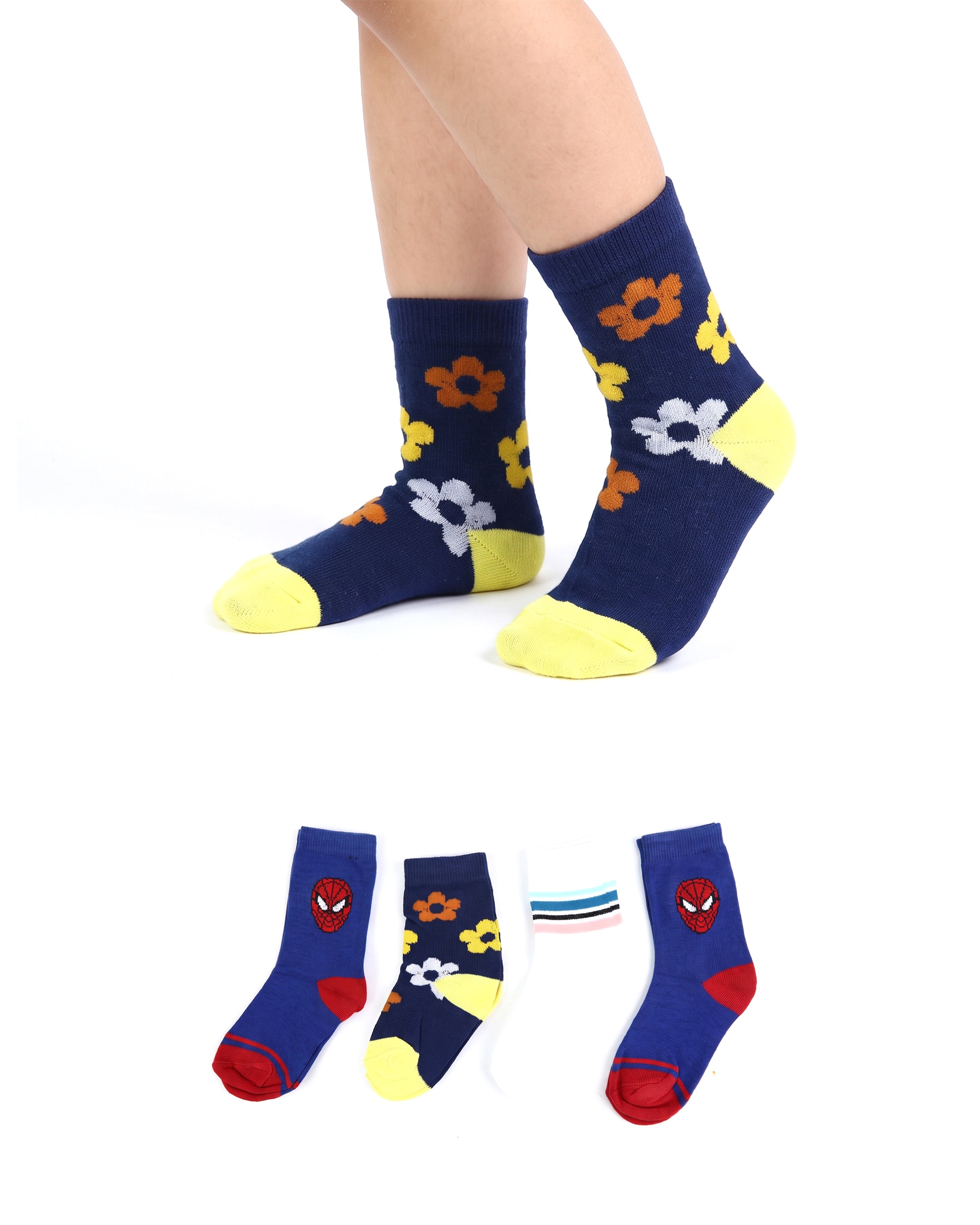 Valuables Girls Printed Lycra Socks - 4 Pc