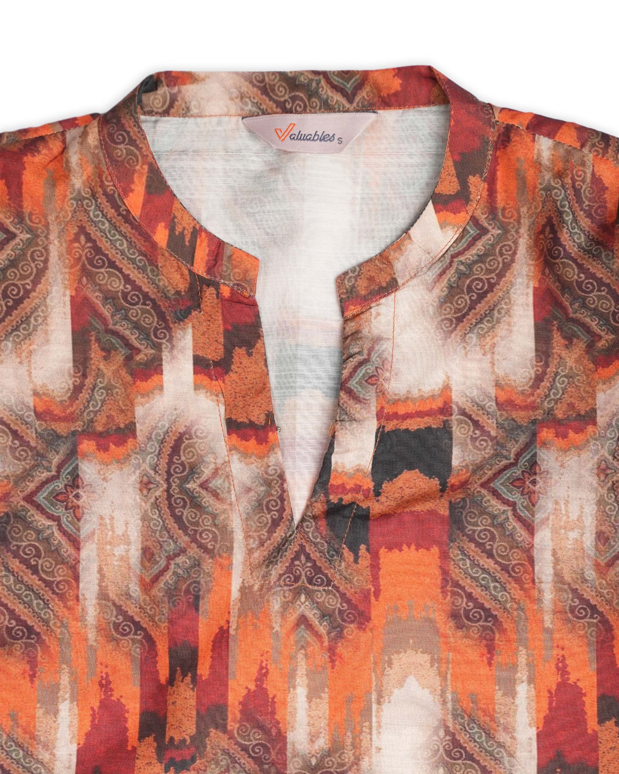 Valuables Women's Slub Printed Suit - 2 Pc