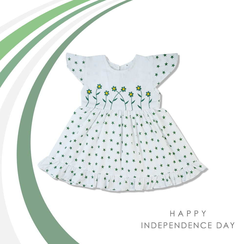 Girls Embroidered Azadi Frock - White, Girls Frocks, Valuable, Chase Value