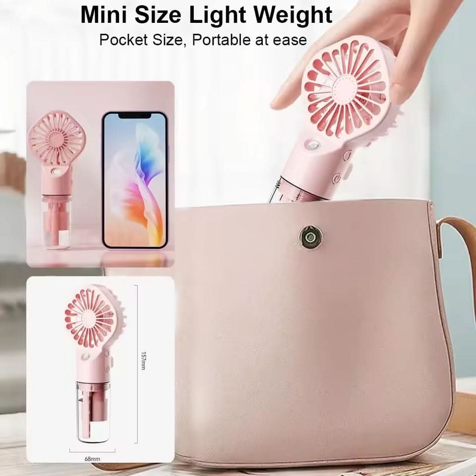 EHF-12 Mini Handheld Spray Fan with Nanotech Mist 4-Speed USB Rechargeable Cooling Fan, Rechargeable Fan, Chase Value, Chase Value