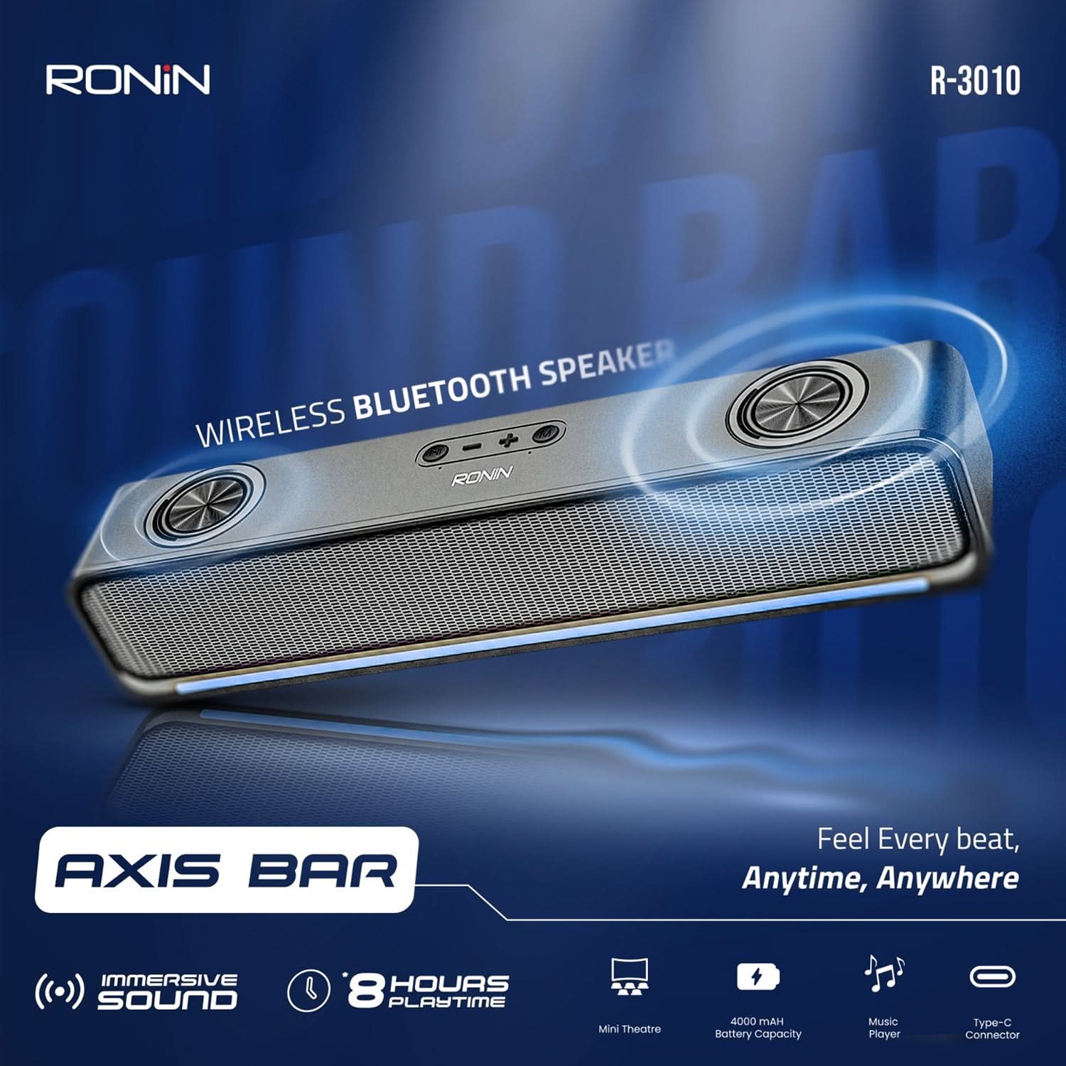 Ronin Speaker R-3010 - Black, Bluetooth Speakers, Ronin, Chase Value