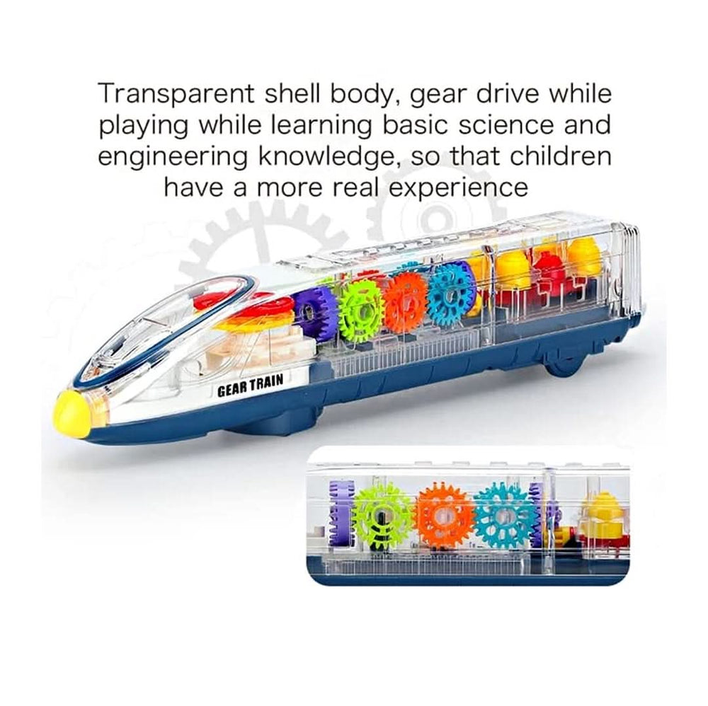 White Whale Transparent Bump and Go Train with 3D Lightning, Moving Gears, and Music, Musical Toys, Chase Value, Chase Value