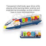 White Whale Transparent Bump and Go Train with 3D Lightning, Moving Gears, and Music, Musical Toys, Chase Value, Chase Value