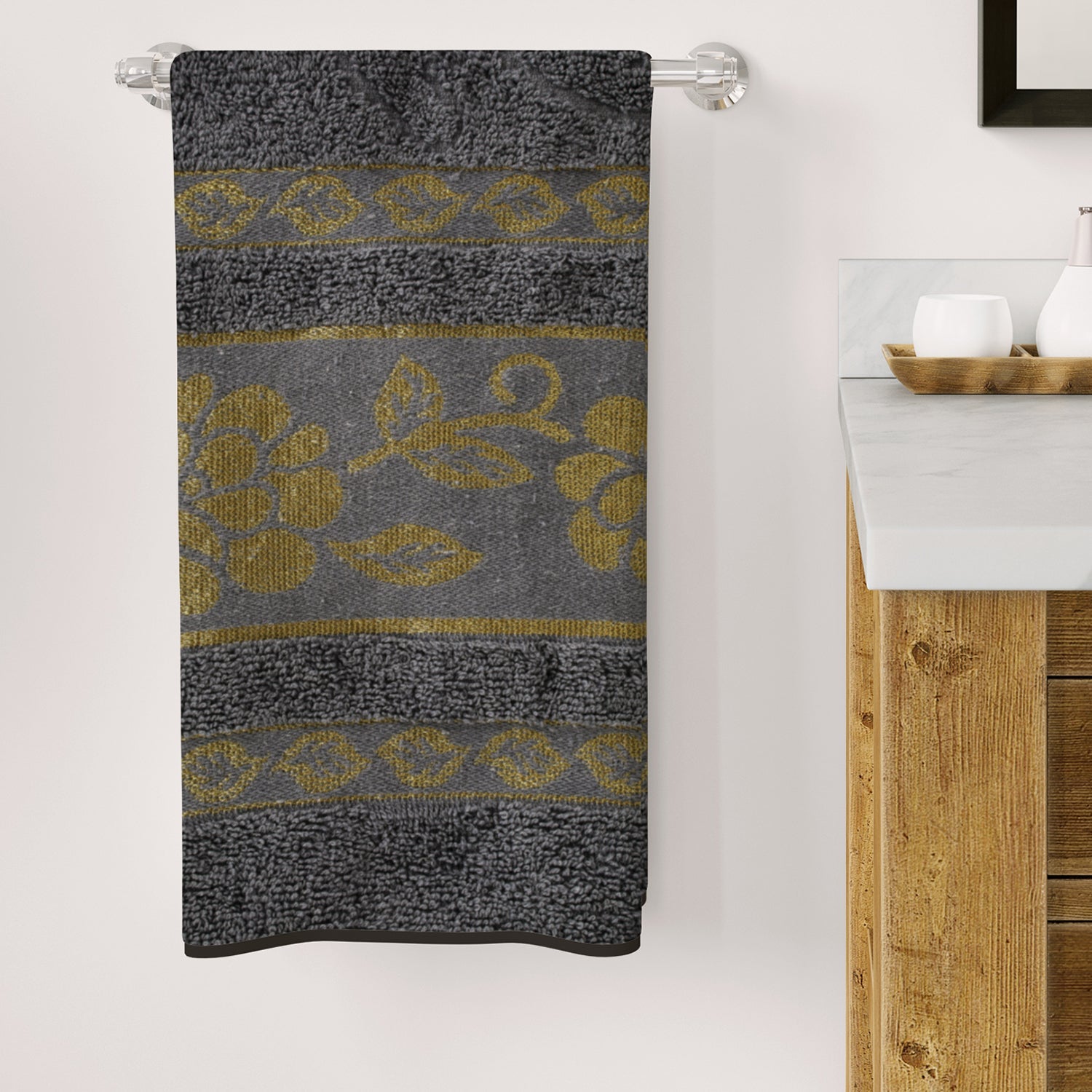 Bath Towel Rose Border - Petroleum, Bath Towels, Chase Value, Chase Value