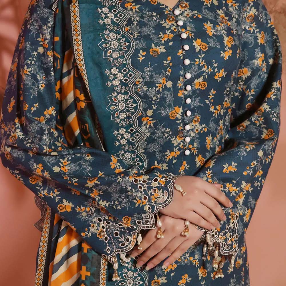 Aiza & Momina Digital Printed Chikankari Embroidered Unstitched 3Pcs Suit - 45, Women, 3Pcs Shalwar Suit, VS Textile, Chase Value