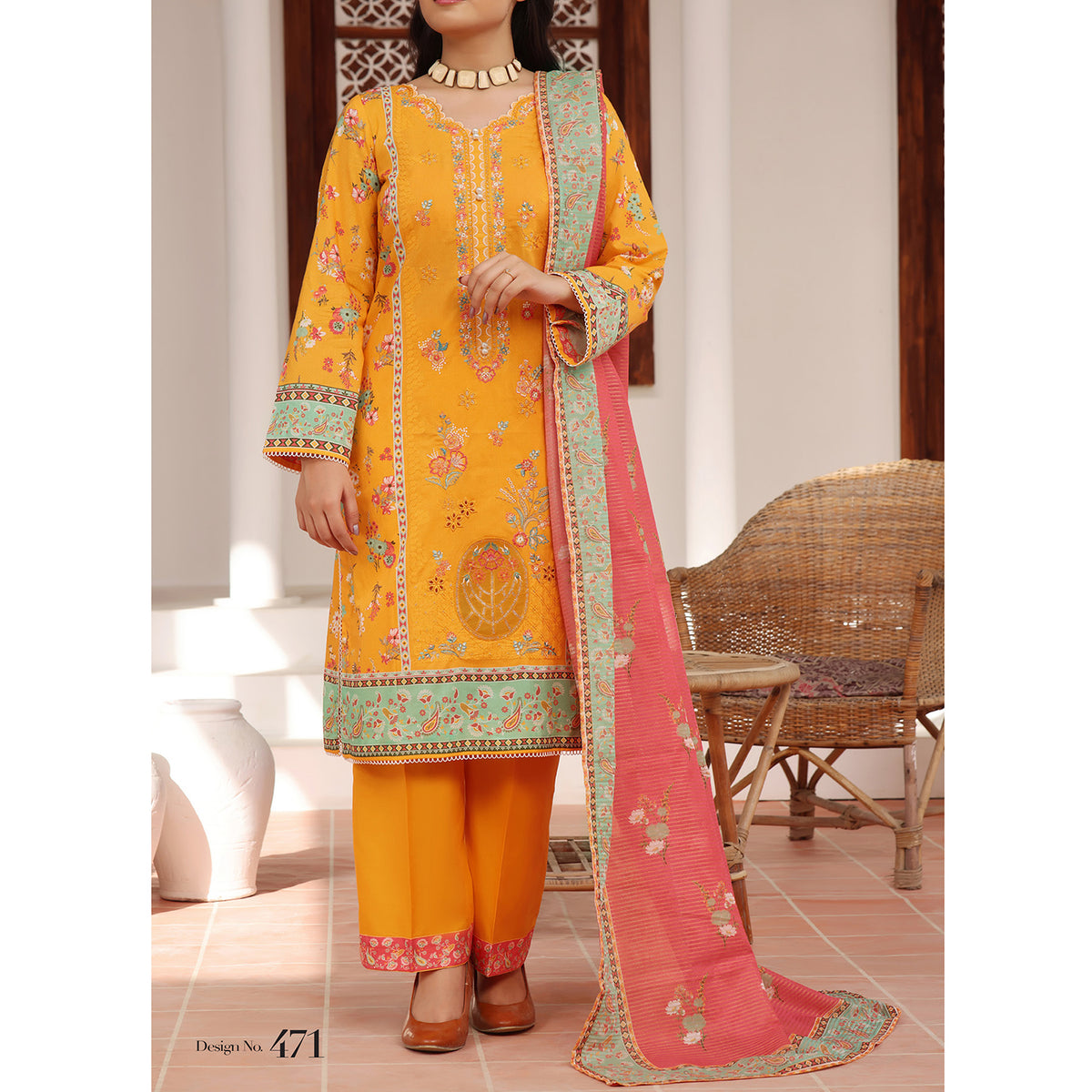 MISRI Embroidered Lawn By VS Textile 3-Piecs Unstitched Suit - 471, Women, 3Pcs Shalwar Suit, VS Textile, Chase Value