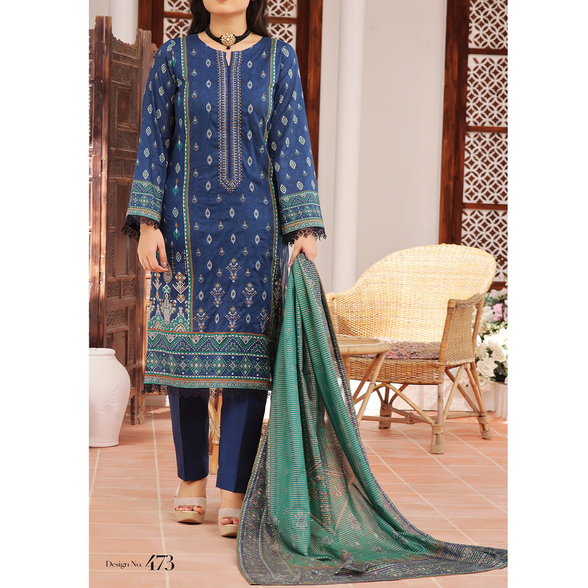 MISRI Embroidered Lawn By VS Textile 3-Piecs Unstitched Suit - 473, Women, 3Pcs Shalwar Suit, VS Textile, Chase Value