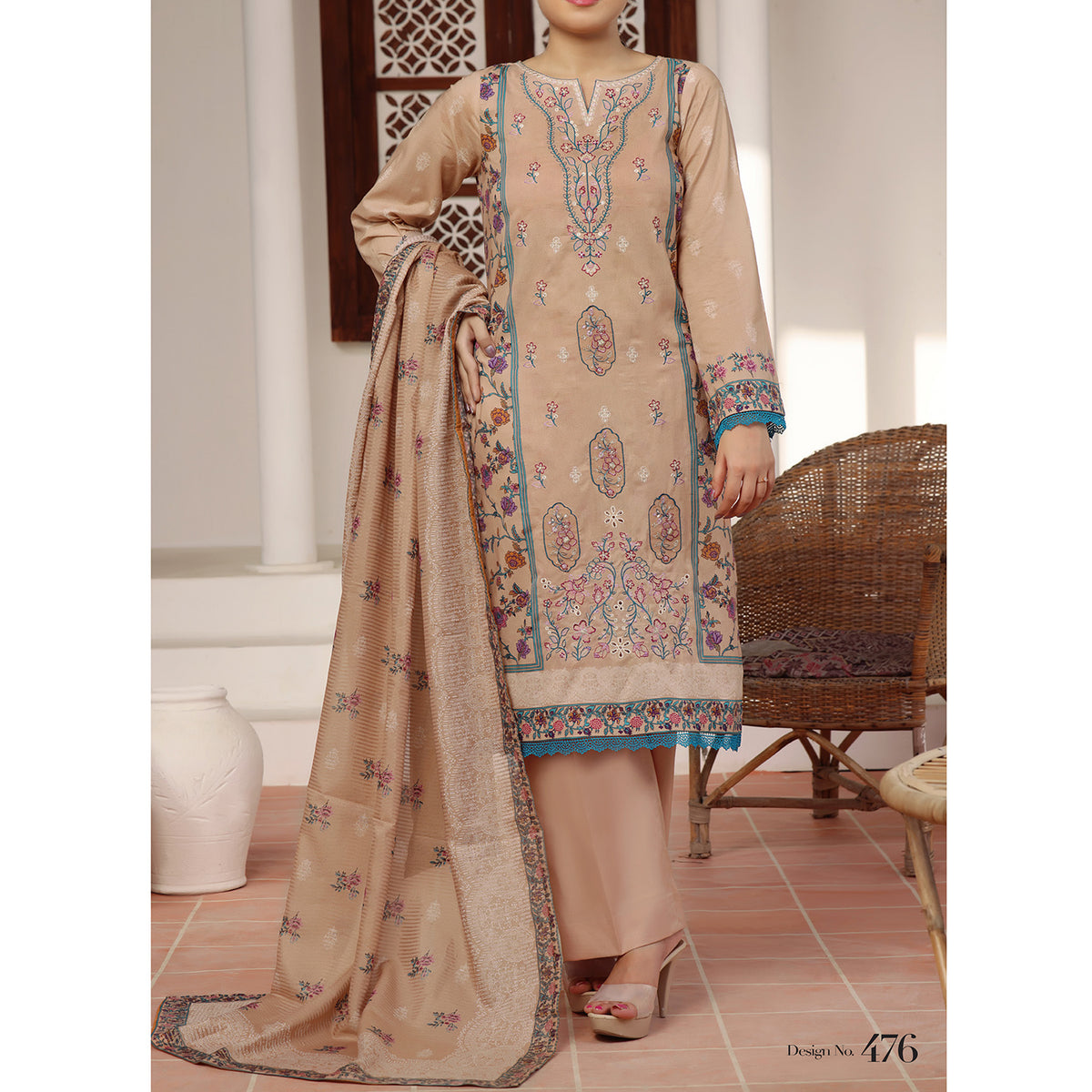 MISRI Embroidered Lawn By VS Textile 3-Piecs Unstitched Suit - 476, Women, 3Pcs Shalwar Suit, VS Textile, Chase Value