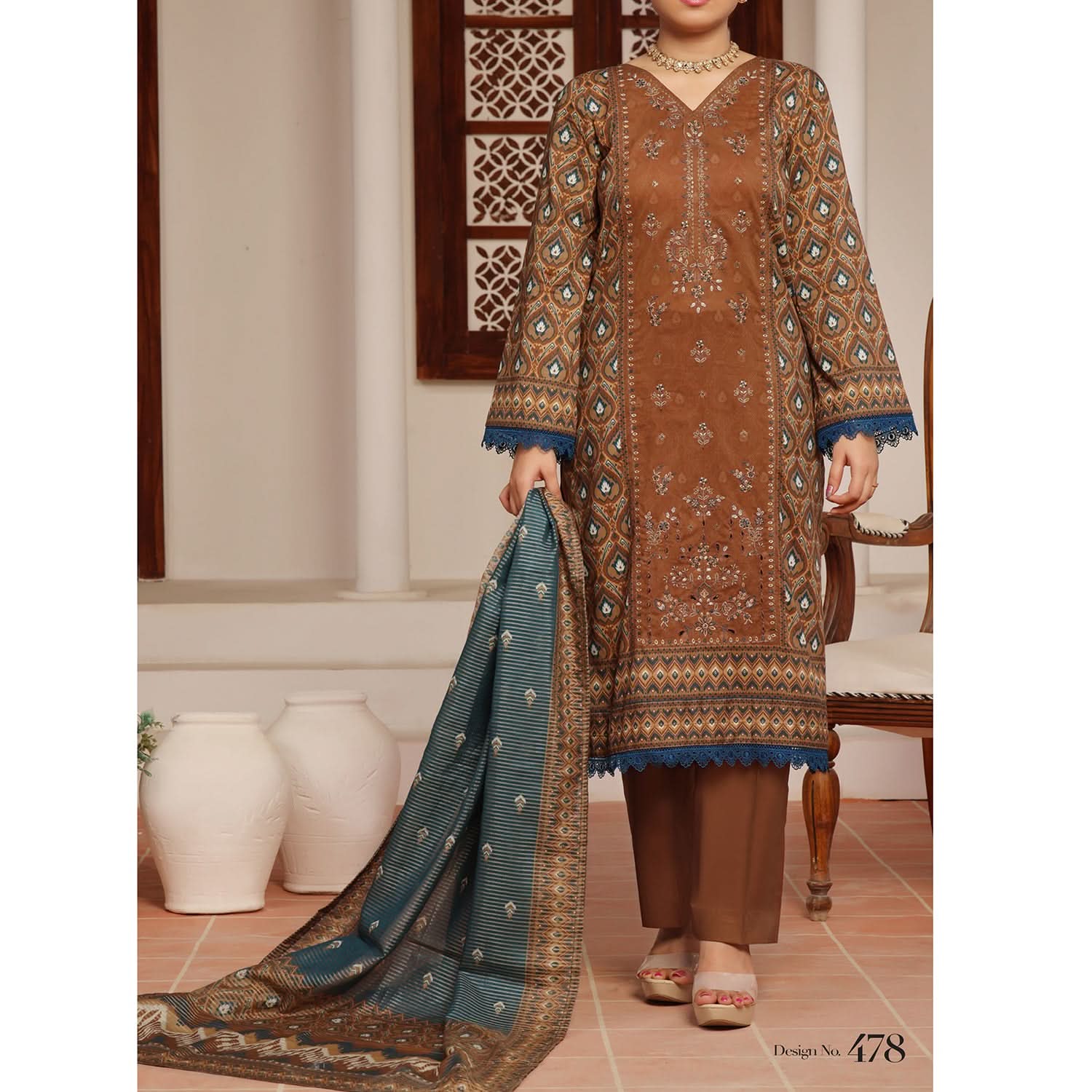 MISRI Embroidered Lawn By VS Textile 3-Piecs Unstitched Suit - 478, Women, 3Pcs Shalwar Suit, VS Textile, Chase Value
