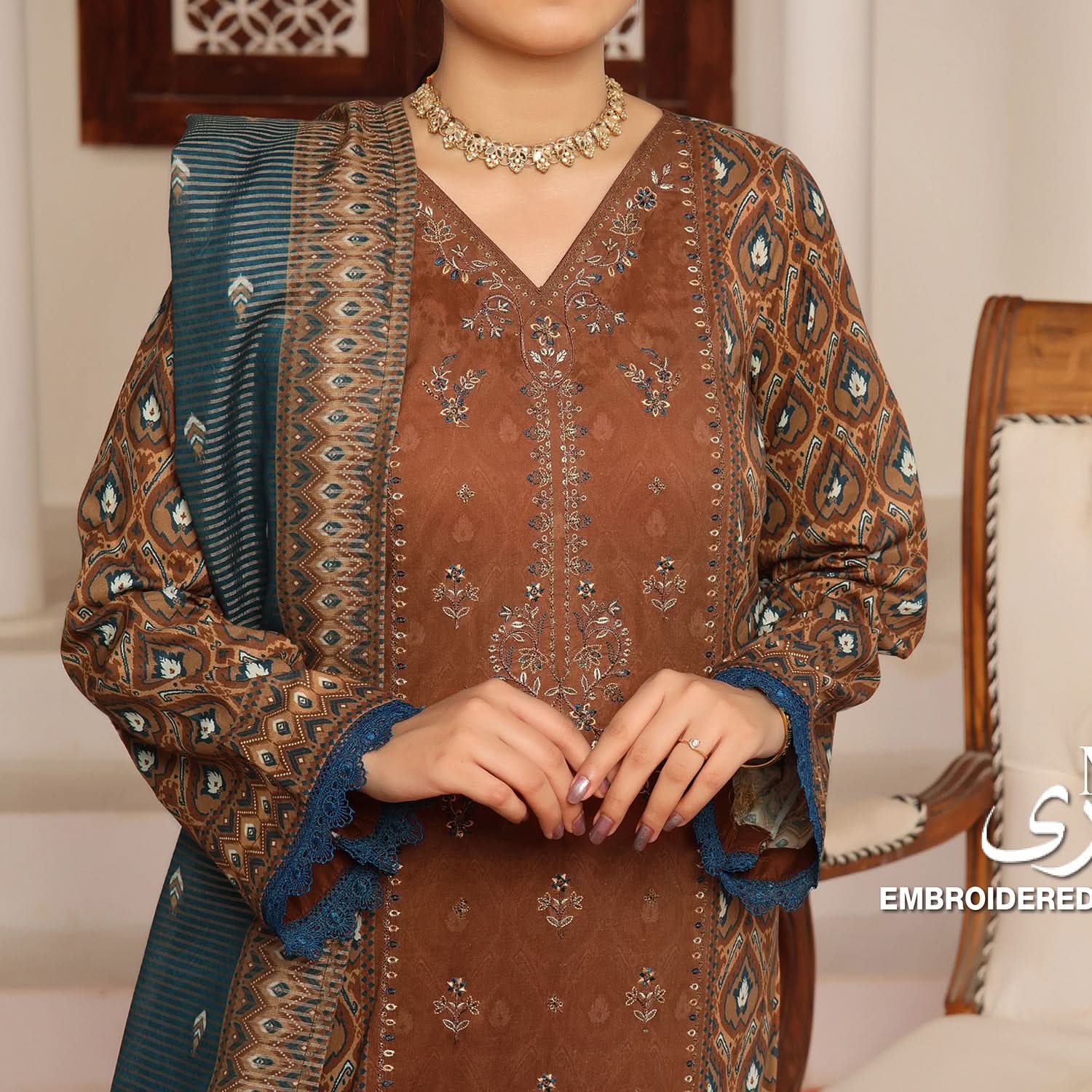 MISRI Embroidered Lawn By VS Textile 3-Piecs Unstitched Suit - 478, Women, 3Pcs Shalwar Suit, VS Textile, Chase Value