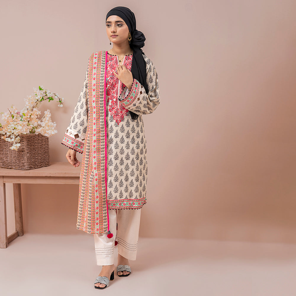 Eminent Embroidered Lawn Digital Printed 3 Piece Suit - S24LPE3P01, Women, Unstitched Kurti, Eminent, Chase Value