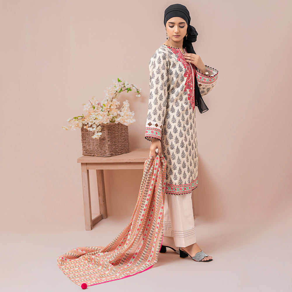 Eminent Embroidered Lawn Digital Printed 3 Piece Suit - S24LPE3P01, Women, Unstitched Kurti, Eminent, Chase Value