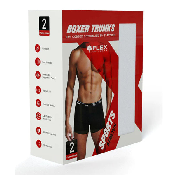 Flex Boxer Trunks Sports Stretch, Double Pack, Assorted Colors