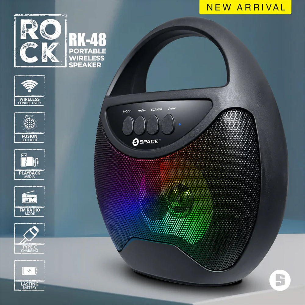 Space RK-48 Rock Portable Wireless Speaker, Bluetooth Speakers, Space, Chase Value