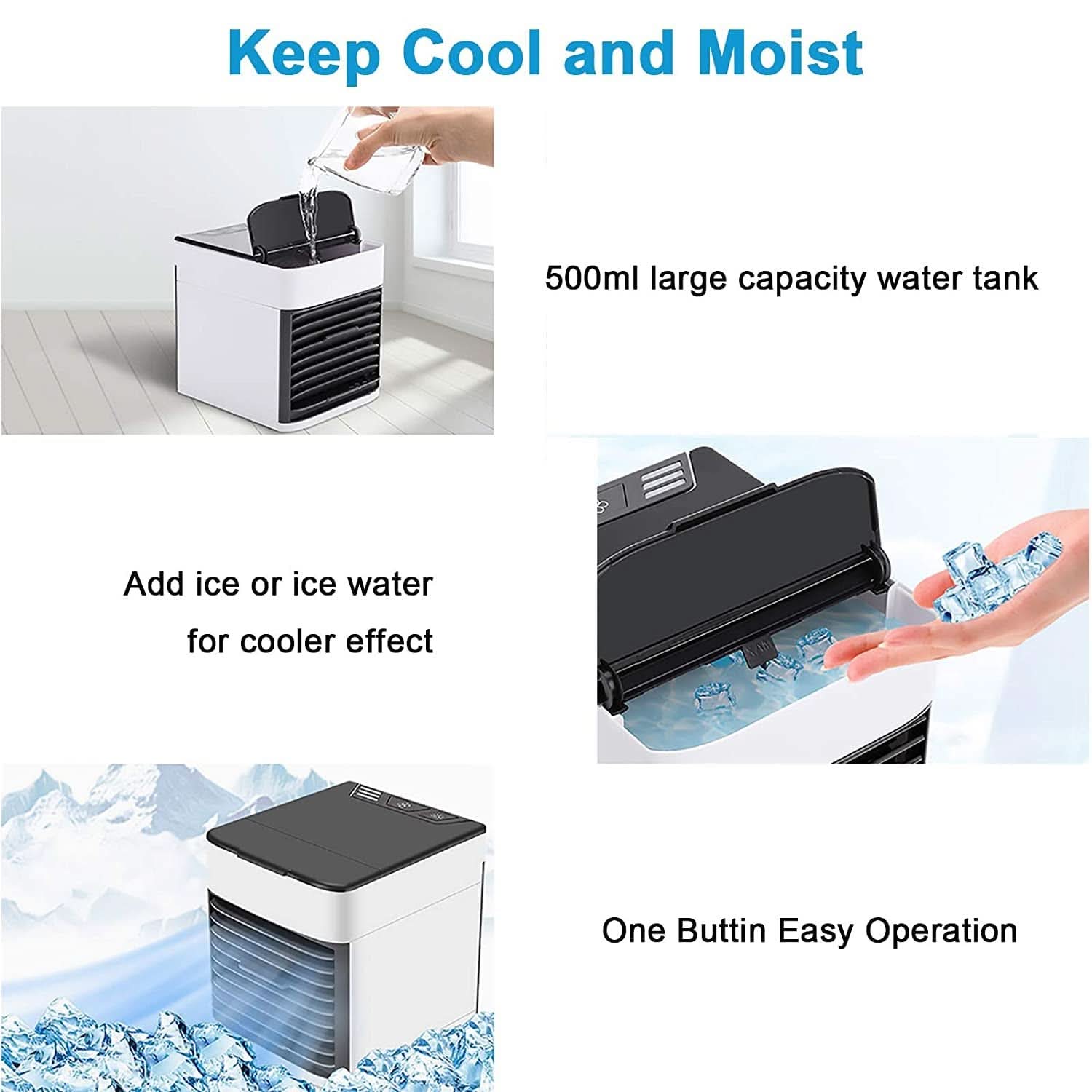 Mini Air Pure Chill 2.0 Evaporative Air Cooler - Grey, Rechargeable Fan, Chase Value, Chase Value