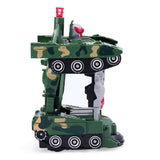 Battery Operated Transformer Combat Tank Robot Toy with Light Music and Bump Function, Die-cast Model Car, Chase Value, Chase Value