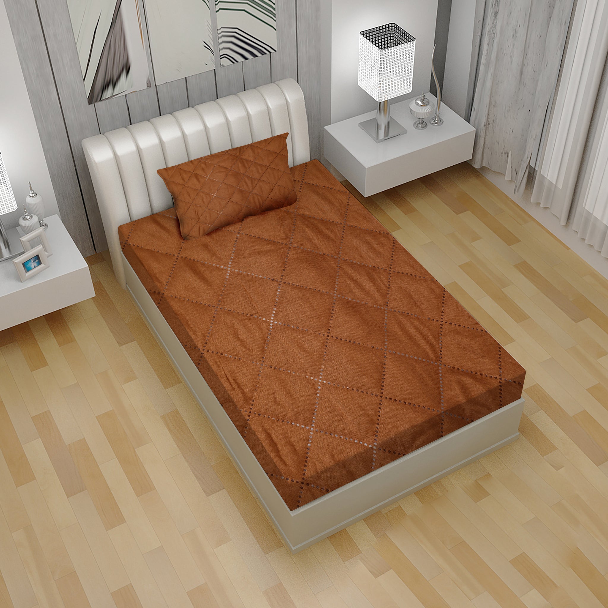 Single Quilted Cotton Waterproof Mattress Protector 42X78" - Copper, Mattress Protector, Chase Value, Chase Value