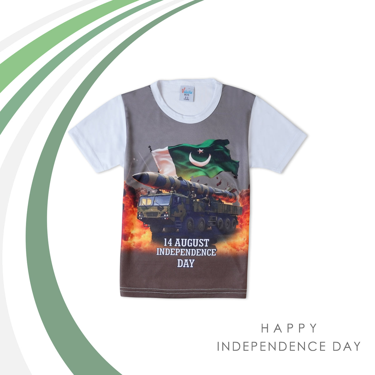 Valuable Boys Half Sleeves Azadi T-Shirt - Grey, Boys T-Shirts, Valuable, Chase Value
