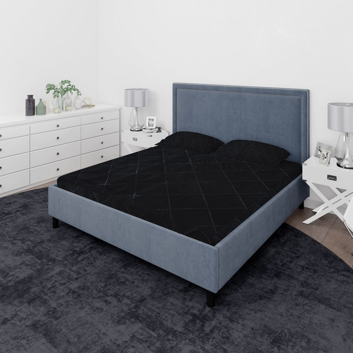 King Quilted Cotton Waterproof Mattress Protector 72X78" - Black, Mattress Protector, Chase Value, Chase Value