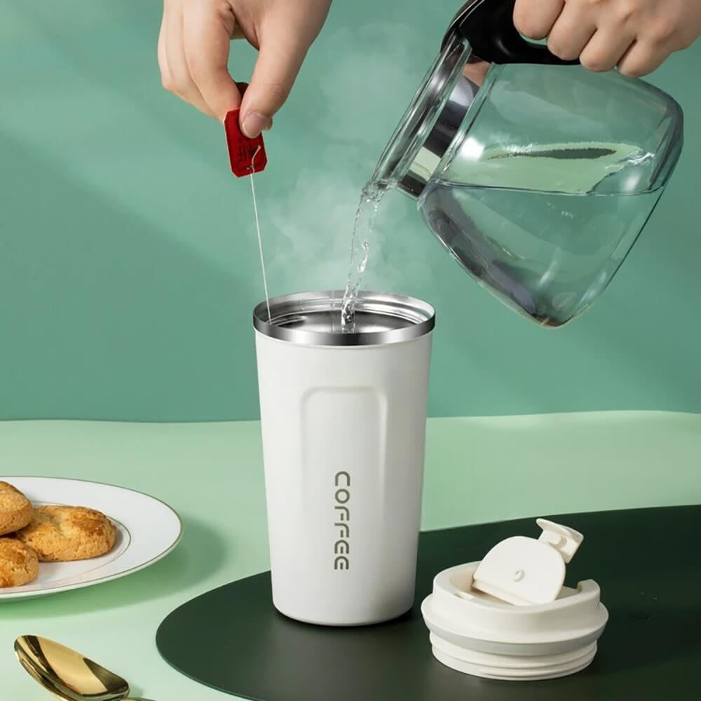 Stainless Steel Vacuum Temperature Coffee Mug - Off White, Water Bottle, Chase Value, Chase Value