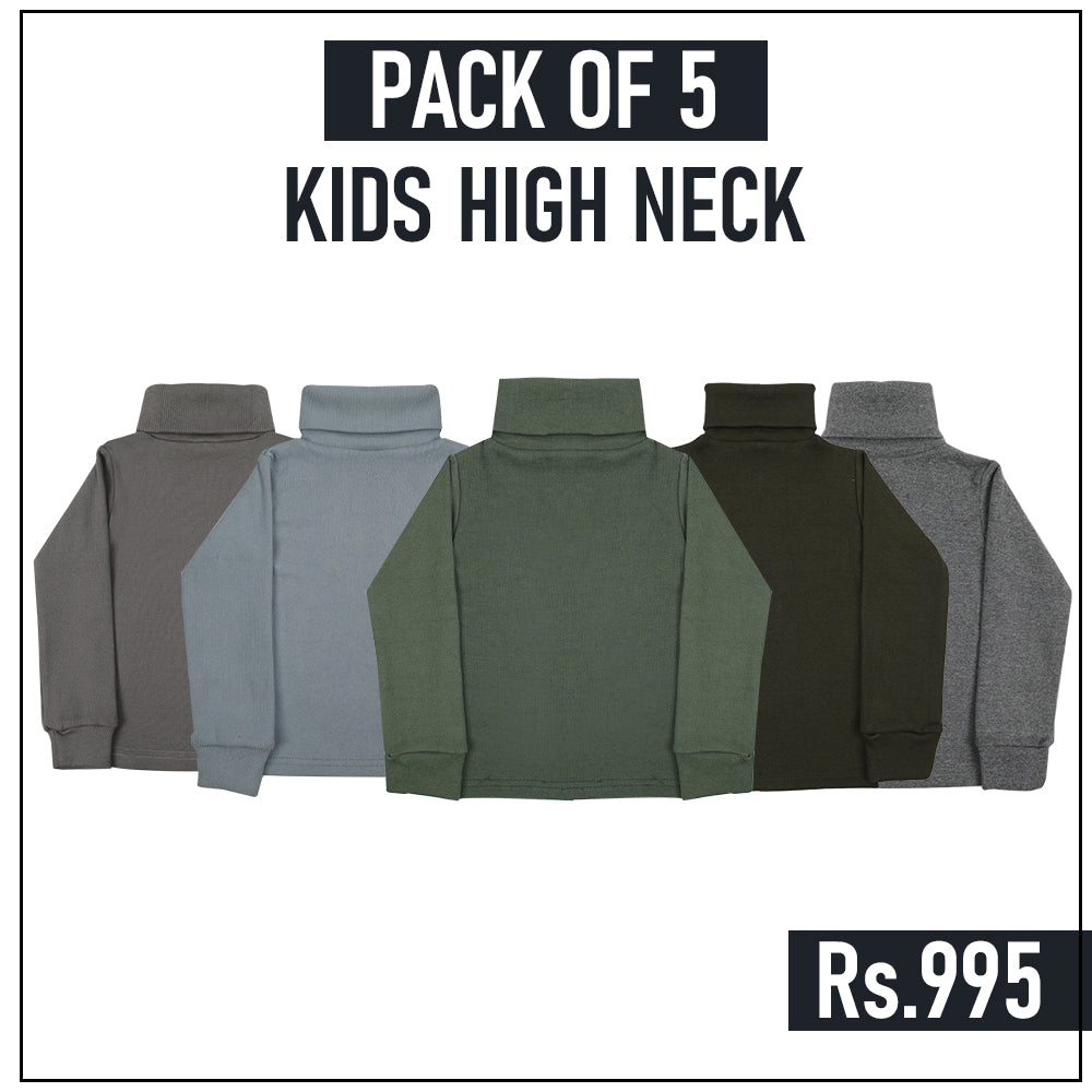 Kids Full Sleeves High Neck Pack of 5 - Multi, Boys High Neck, Chase Value, Chase Value