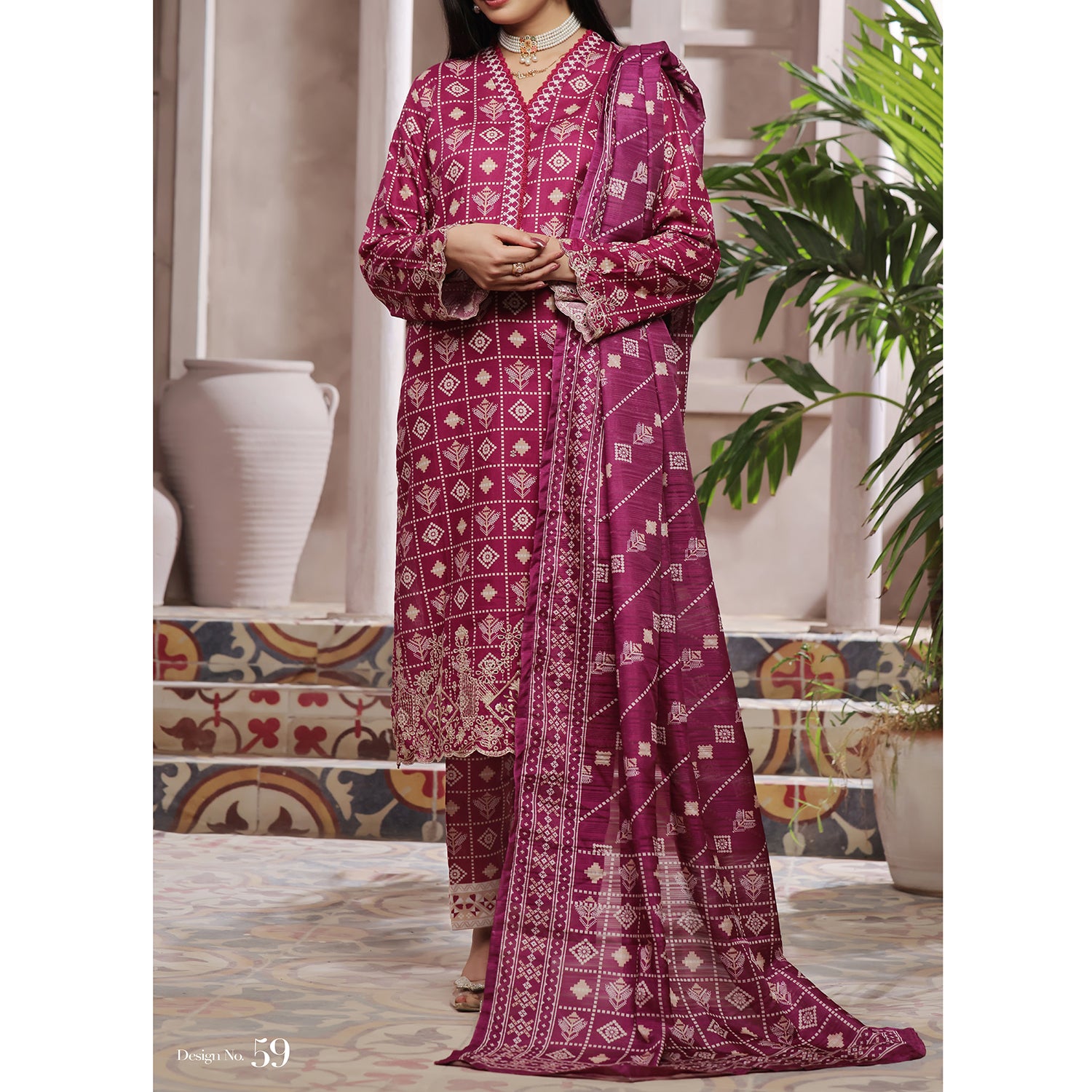 VS AIZA & MOMINA Printed Chikankari Embroidered Unstitched 3Pcs Suit - 137, Women, 3Pcs Shalwar Suit, VS Textile, Chase Value