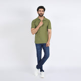 Men's Half Sleeves Polo T-Shirt - Olive, Men's T-Shirts & Polos, Chase Value, Chase Value