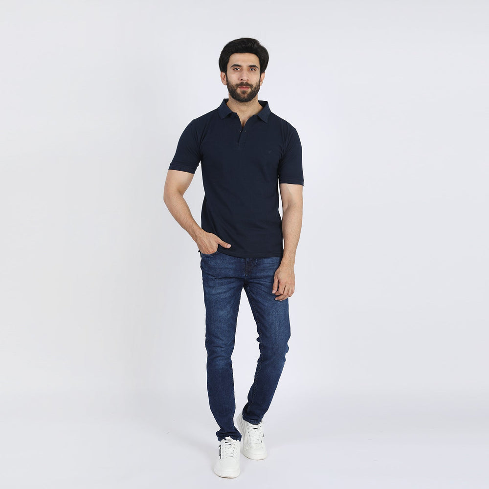 Men's Half Sleeves Polo T-Shirt - Navy Blue, Men's T-Shirts & Polos, Chase Value, Chase Value