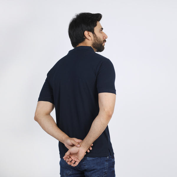 Men's Half Sleeves Polo T-Shirt - Navy Blue
