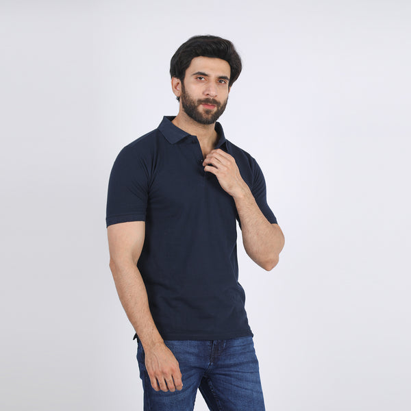 Men's Half Sleeves Polo T-Shirt - Navy Blue