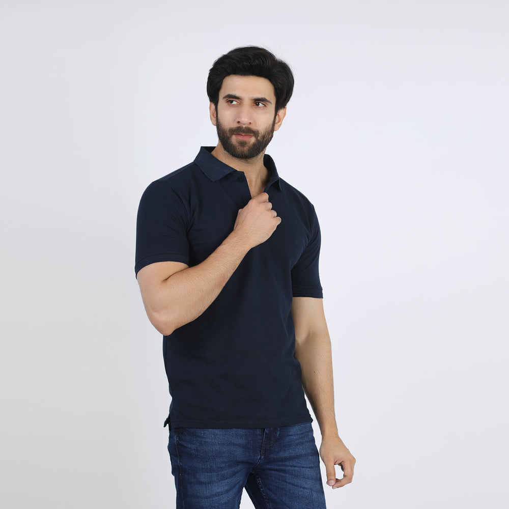 Men's Half Sleeves Polo T-Shirt - Navy Blue, Men's T-Shirts & Polos, Chase Value, Chase Value