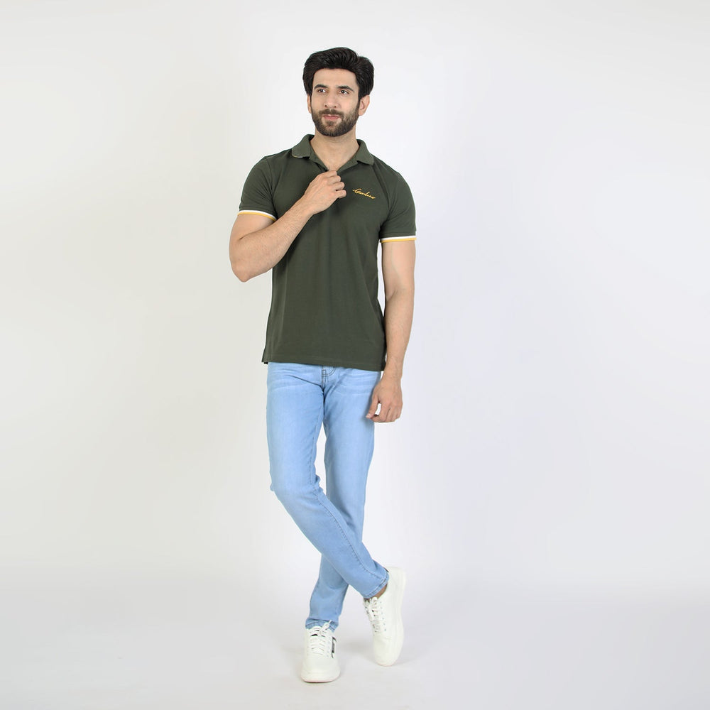 Men's Half Sleeves Polo T-Shirt - Olive Green, Men's T-Shirts & Polos, Chase Value, Chase Value