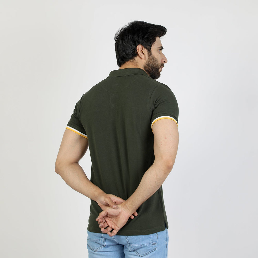 Men's Half Sleeves Polo T-Shirt - Olive Green, Men's T-Shirts & Polos, Chase Value, Chase Value