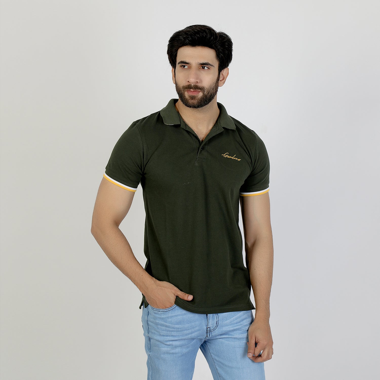 Men's Half Sleeves Polo T-Shirt - Olive Green, Men's T-Shirts & Polos, Chase Value, Chase Value