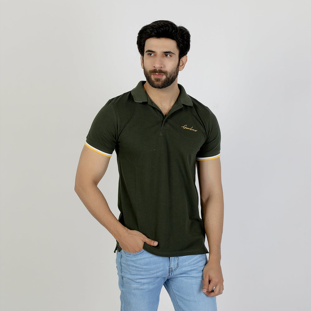Men's Half Sleeves Polo T-Shirt - Olive Green, Men's T-Shirts & Polos, Chase Value, Chase Value