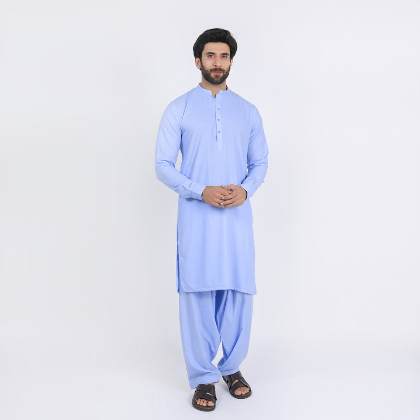 Men's Slim Fit Kurta Shalwar Suit - Blue