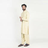 Men's Slim Fit Kurta Shalwar Suit - Cream, Men's Shalwar Kameez, Chase Value, Chase Value