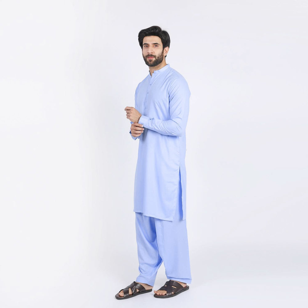 Men's Slim Fit Kurta Shalwar Suit - Blue, Men's Shalwar Kameez, Chase Value, Chase Value