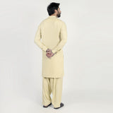 Men's Slim Fit Kurta Shalwar Suit - Cream, Men's Shalwar Kameez, Chase Value, Chase Value
