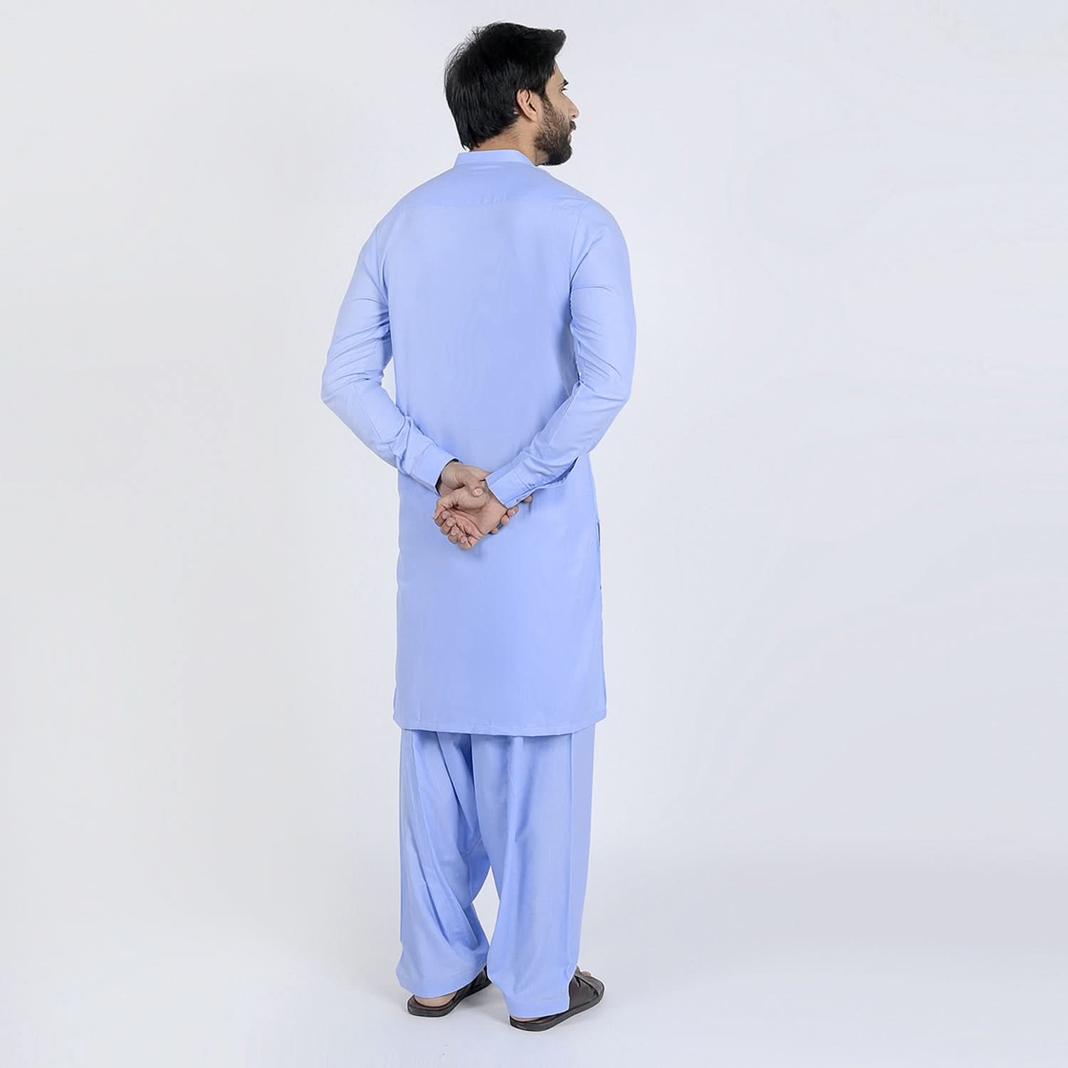 Men's Slim Fit Kurta Shalwar Suit - Blue, Men's Shalwar Kameez, Chase Value, Chase Value